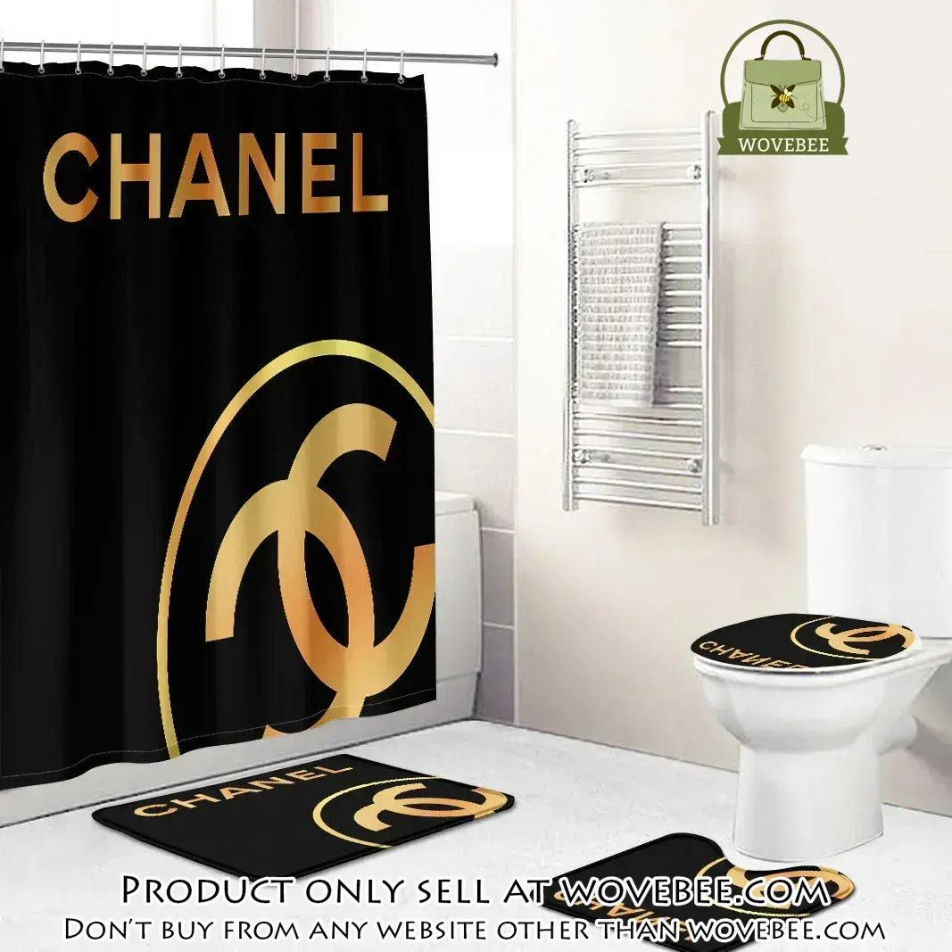 Chanel yellow fashion logo limited luxury brand black bathroom set home decor wvb4656687